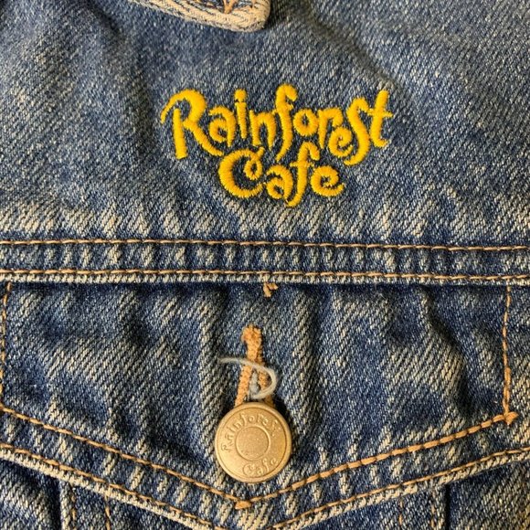 Kids Size 8 Vintage Rainforest Cafe Las Vegas Embroidered Jean Denim Jacket - Picture 4 of 10
